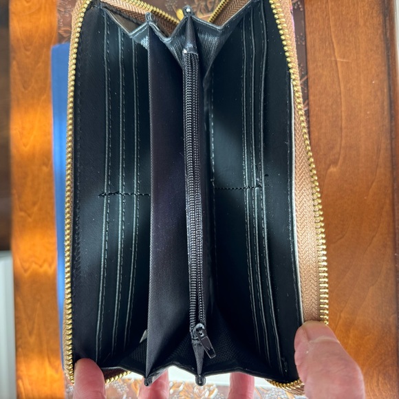 Women’s Floral Zip Around Clutch Card Holder Organizer Wristlet Wallet Strap - Picture 4 of 4